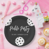 Retro Style Neon Zwart Thema Pickleball Verjaardag Papieren Bordje (Feest)