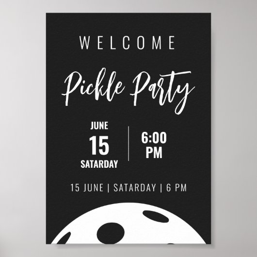 Retro Style Neon Zwart Thema Pickleball Verjaardag Poster (Voorkant)