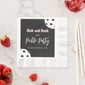 Retro Style Neon Zwart Thema Pickleball Verjaardag Servet (Insitu)