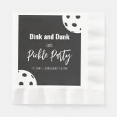 Retro Style Neon Zwart Thema Pickleball Verjaardag Servet (Voorkant)