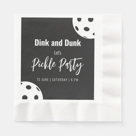 Retro Style Neon Zwart Thema Pickleball Verjaardag Servet (Voorkant)