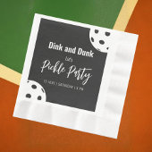 Retro Style Neon Zwart Thema Pickleball Verjaardag Servet