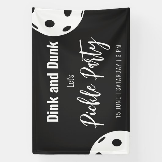 Retro Style Neon Zwart Thema Pickleball Verjaardag Spandoek (Verticaal)