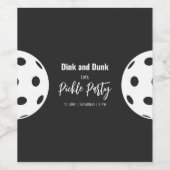 Retro Style Neon Zwart Thema Pickleball Verjaardag Wijn Etiket (Enkel label)