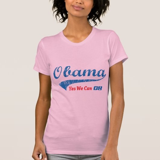 Retro Style Obama "Ja we kunnen" T Shirt (Voorkant)