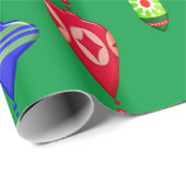 Retro Style Ornament Patroon Kerstmis Cadeaupapier (Rol Hoek)