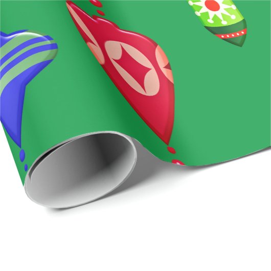 Retro Style Ornament Patroon Kerstmis Cadeaupapier (Rol Hoek)