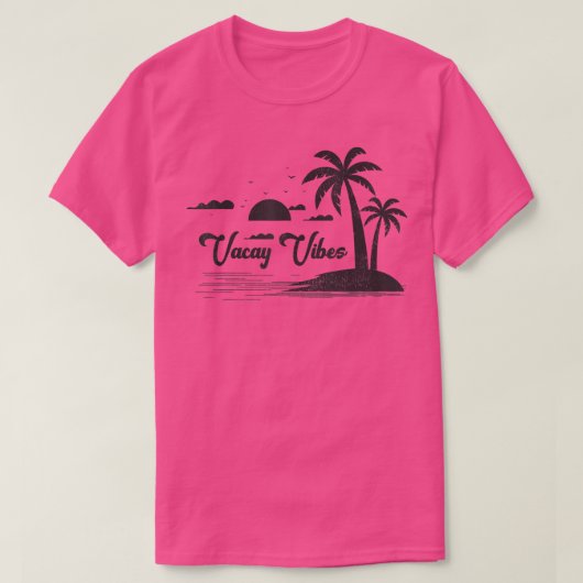 Retro Style Palm Beach Vacay T-shirt (Design voorkant)
