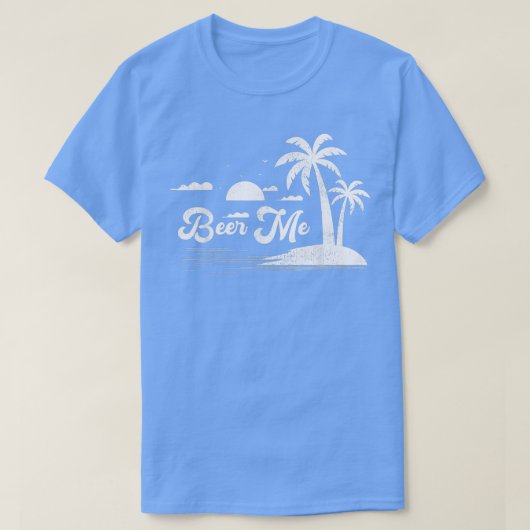 Retro Style Palm Tree California Beach Sunset Beer T-shirt (Design voorkant)