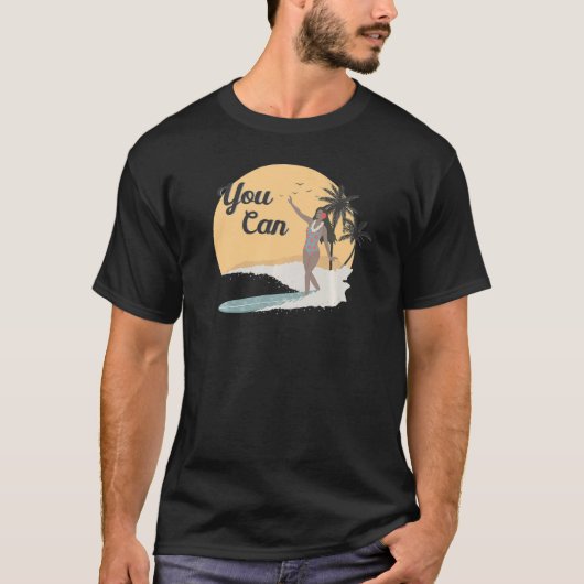 Retro Style Palm Tree Zee Wave Summer Girl T-shirt (Voorkant)