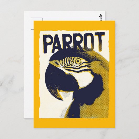 Retro Style Parrot Briefkaart (Voorkant / Achterkant)
