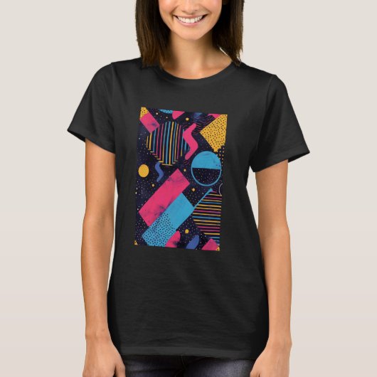 Retro Style Patroon Art Synthwave 80s T-shirt (Voorkant)