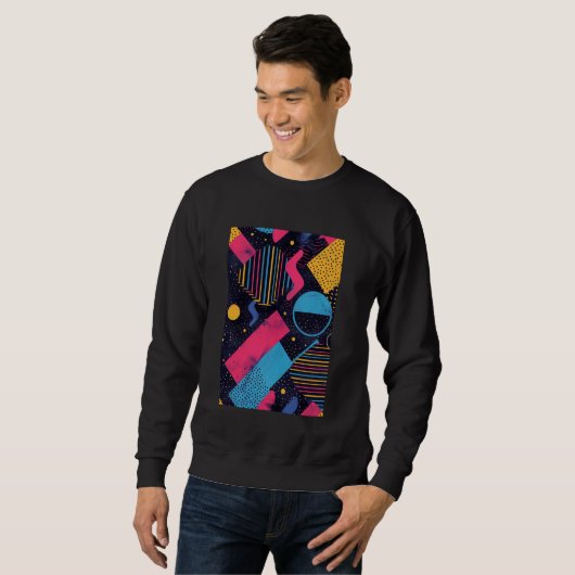 Retro Style Patroon Art Synthwave 80s Trui (Voorkant volledig)