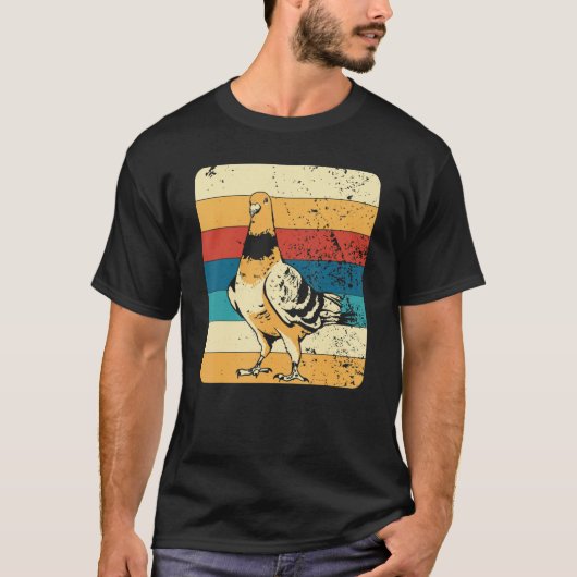Retro  Style Pigeon Bird T-shirt (Voorkant)
