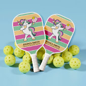Retro Style Ping Pong Dabbing Unicorn Pickleball Paddle