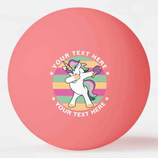 Retro Style Ping Pong Dabbing Unicorn Pingpongbal (Achterkant)