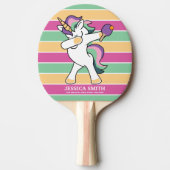 Retro Style Ping Pong Dabbing Unicorn Tafeltennisbatje (Voorkant)