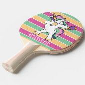 Retro Style Ping Pong Dabbing Unicorn Tafeltennisbatje (Voorkant Gekanteld)