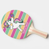 Retro Style Ping Pong Dabbing Unicorn Tafeltennisbatje (Zijkant)