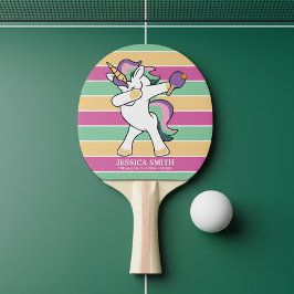 Retro Style Ping Pong Dabbing Unicorn Tafeltennisbatje