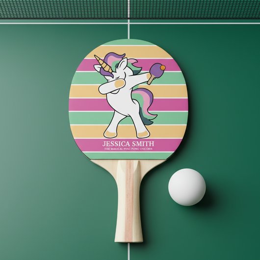 Retro Style Ping Pong Dabbing Unicorn Tafeltennisbatje