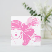 Retro Style Pink Lady Cocktail Party-uitnodigingen Kaart (Staand voorkant)