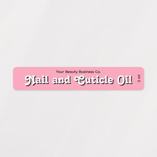 Retro Style Pink Nail Cuticle Oil Product Label (Design 1)