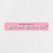 Retro Style Pink Nail Cuticle Oil Product Label (Design 2)