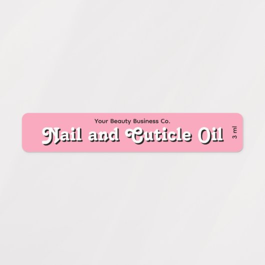 Retro Style Pink Nail Cuticle Oil Product Label (Design 2)