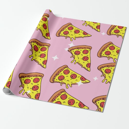 Retro Style Pizza Slices Seamless Pattern Cadeaupapier (Uitgerold)