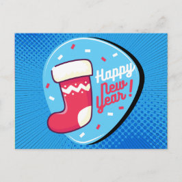Retro Style Pop Art Happy Nieuwjaar Briefkaart