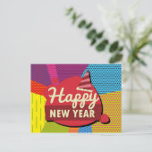 Retro Style Pop Art Happy Nieuwjaar Briefkaart (Staand voorkant)