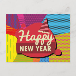 Retro Style Pop Art Happy Nieuwjaar Briefkaart