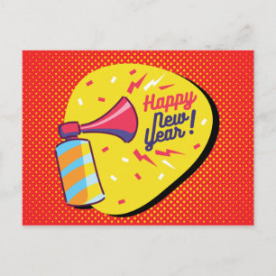Retro Style Pop Art Happy Nieuwjaar Briefkaart