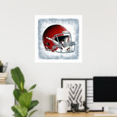 Retro Style Pop Art Rode Footballs helm Poster (Thuiskantoor)