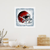 Retro Style Pop Art Rode Footballs helm Poster (Keuken)