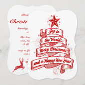 Retro Style Red & White-kerstfeest Kaart (Voorkant / Achterkant)