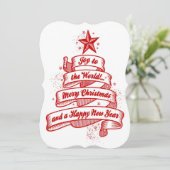 Retro Style Red & White-kerstfeest Kaart (Staand voorkant)