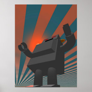 Retro Style Robot 4 Afdrukken Poster