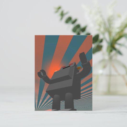 Retro Style Robot 4-Briefkaart Briefkaart (Staand voorkant)
