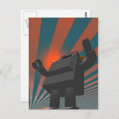 Retro Style Robot 4-Briefkaart Briefkaart (Voorkant / Achterkant)