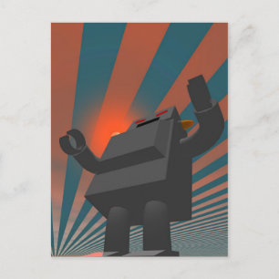 Retro Style Robot 4-Briefkaart Briefkaart