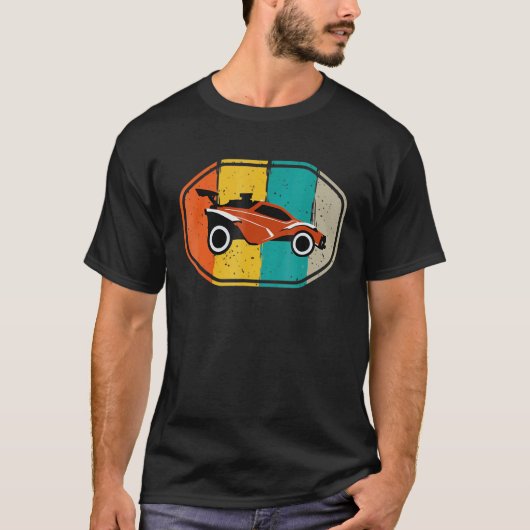 Retro Style Rocket Rc Soccer Car League Gamer T-shirt (Voorkant)