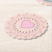 Retro Style Roze hart Kartonnen Onderzetters (Gekanteld)