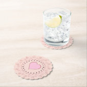 Retro Style Roze hart Kartonnen Onderzetters (Insitu)