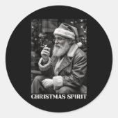 Retro Style Santa Claus Smoking Cigarette Christma Ronde Sticker (Voorkant)