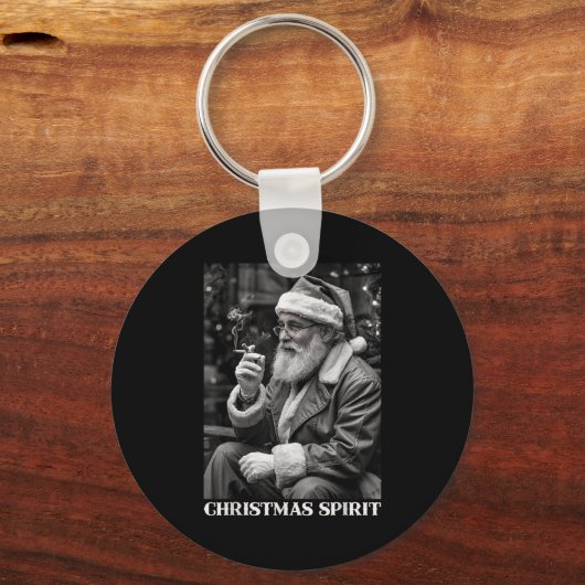 Retro Style Santa Claus Smoking Cigarette Christma Sleutelhanger (Voorkant)