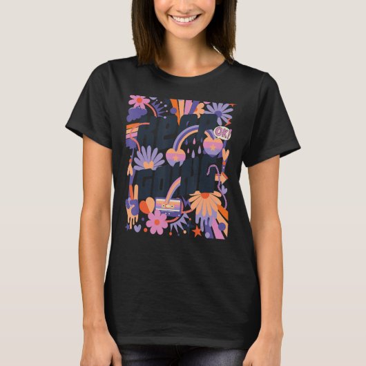 Retro Style Slogan Digital Typografie Keep T-shirt (Voorkant)