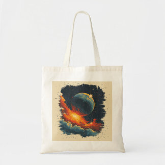 Retro-style sterrenstelsel tote bag