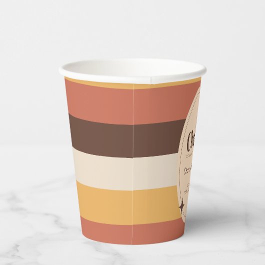 Retro Style Stripes Seventies Groovy 70s Hippie Papieren Bekers (Rechts)